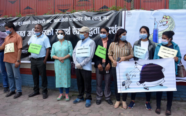 मिडिया मालिकविरुद्ध सडकमा पत्रकार (१२ फोटो)