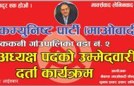 उपनिर्वाचन: ककनी-२ को वडा अध्यक्षमा माओवादी केन्द्रका कृष्ण घिमिरे (मिलन), सहित ११ जनाको मनोनयन दर्ता